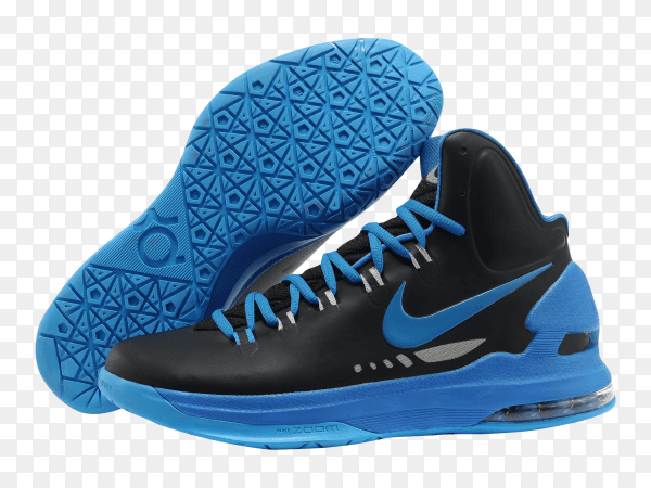Black blue nike shoes on transparent background PNG