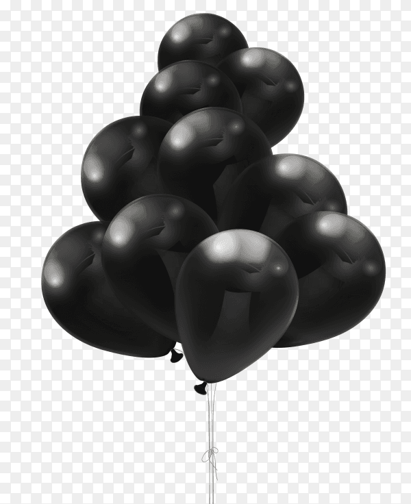 Black foil balloon on transparent background PNG