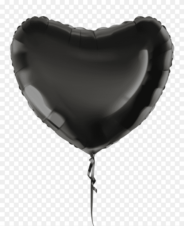 Black heart balloon on transparent background PNG