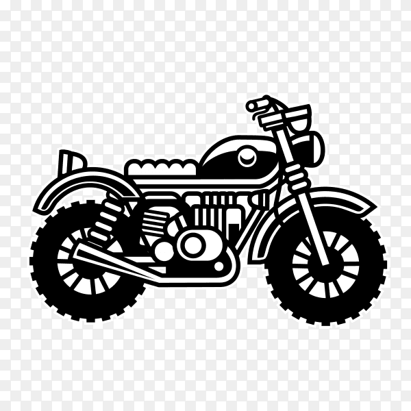 Black motorcycle on transparent background PNG