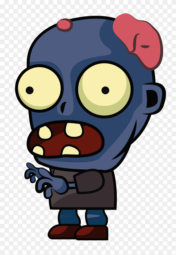 Blue Zombie character sprites on transparent background PNG