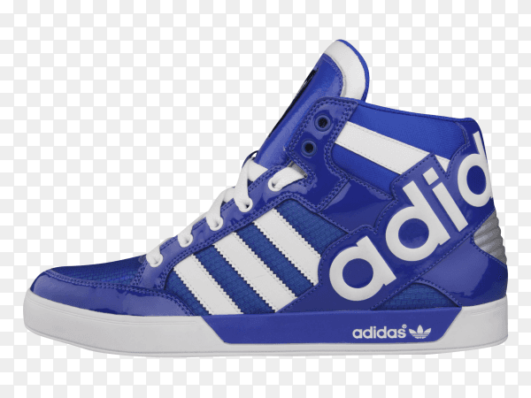 Blue adidas shose on transparent background PNG