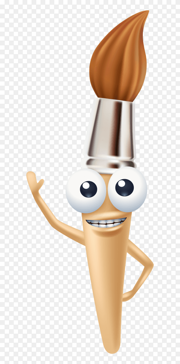 Paint Brush cartoon on transparent background PNG
