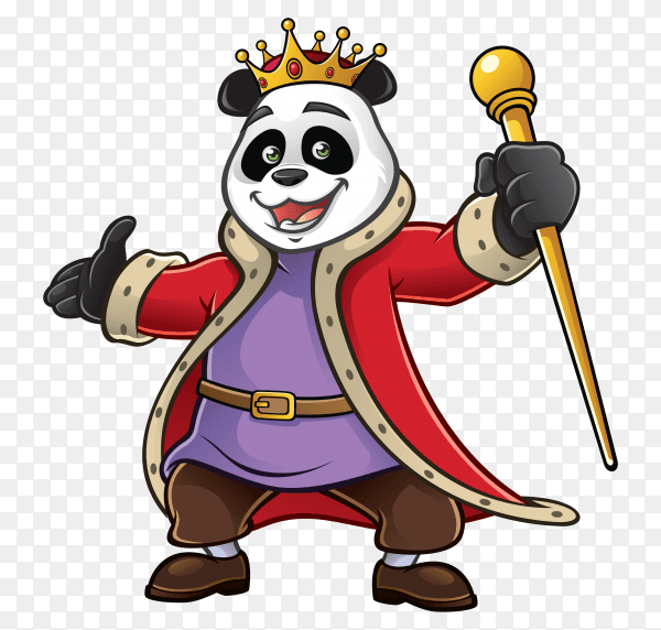 Cartoon Panda wearing golden crown Clipart PNG
