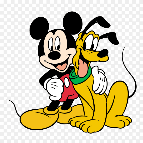 Cartoon mickey mouse and pluto on transparent background PNG