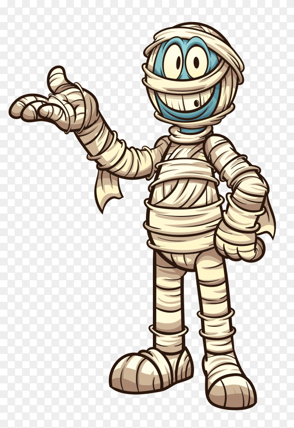 Cartoon mummy on transparent background PNG
