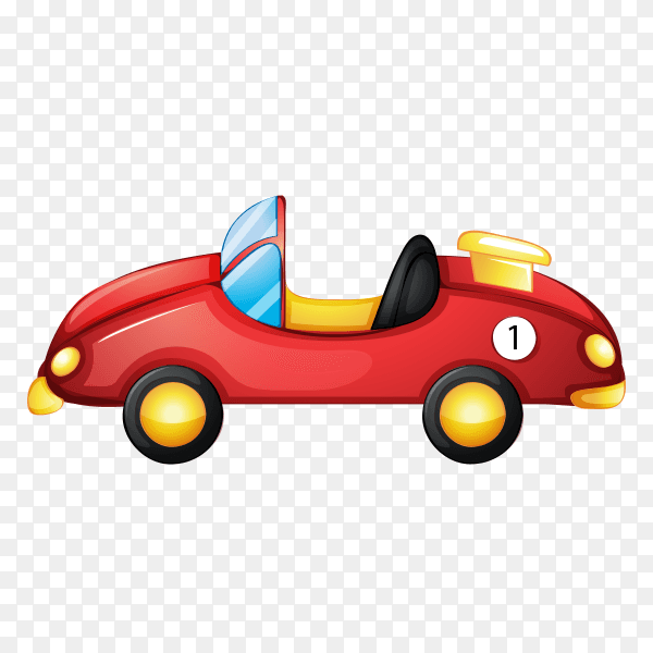 Cartoon red car on transparent background PNG