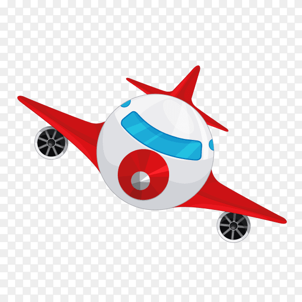 Cartoon red plane on transparent background PNG