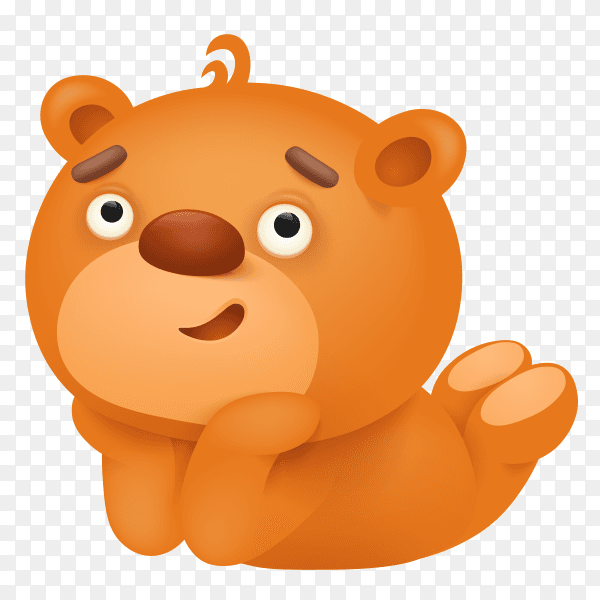 Cartoon teddy bear sad face Premiun vector PNG
