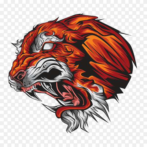 Cartoon tiger on transparent background PNG
