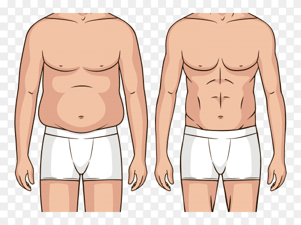 Color pop art style illustration man before after weight loss Clipart PNG