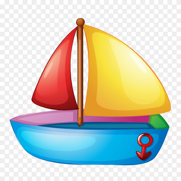 Colorful Cartoon boat design on transparent background PNG