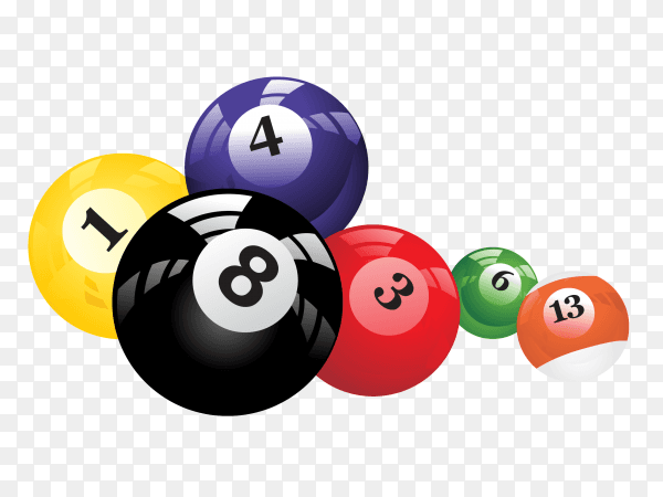 Colorful billards balls on transparent background PNG