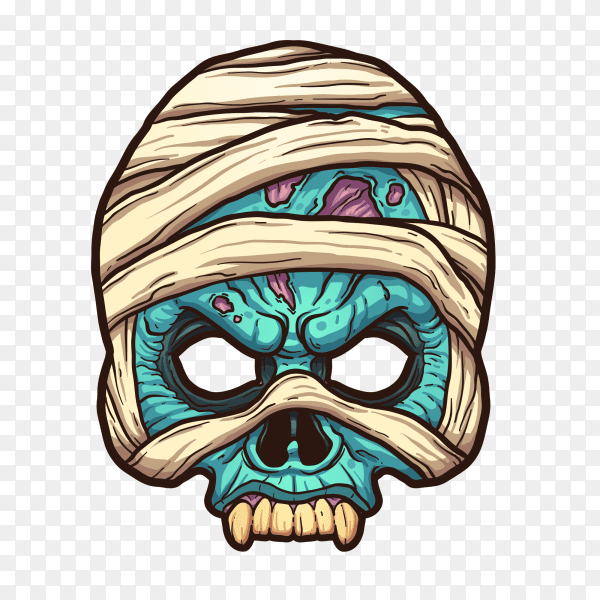Colourful Skull Illustration on transparent background PNG