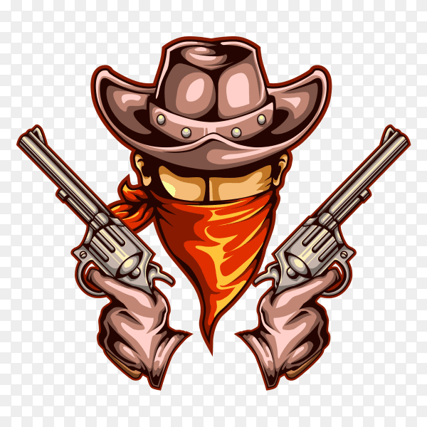Cowboy and Guns Wanted Wild West premium vector PNG