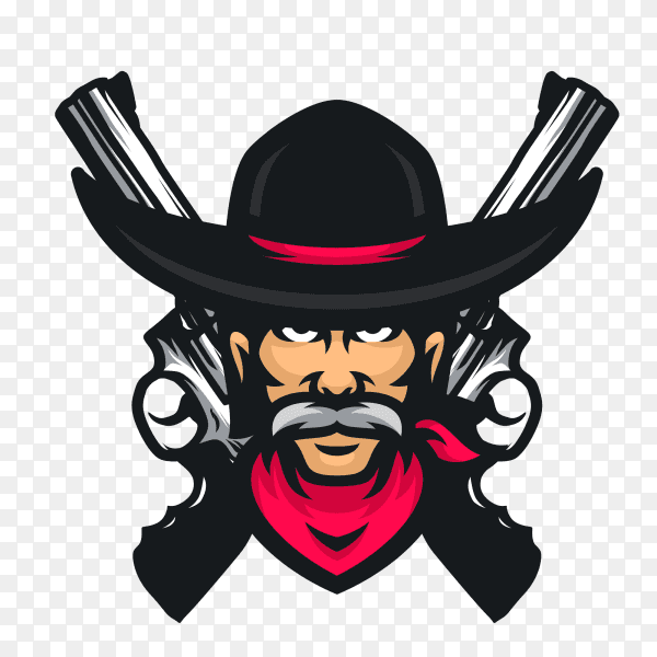 Cowboy logo icon illustration premium vector PNG