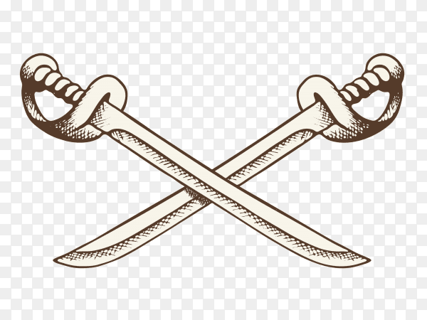 Crossed sword illustration Premium Vector PNG