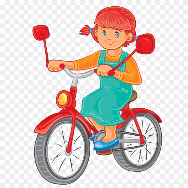 Cute girl Riding a bike on transparent background PNG
