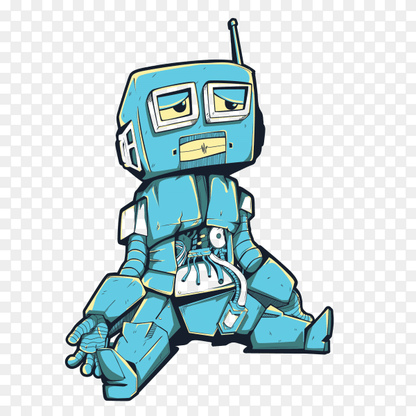 Damn Robot design on transparent background PNG