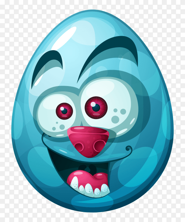 Egg with Smile face with rolling eyes on transparent background PNG