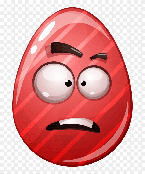 Egg with face with rolling eyes on transparent PNG