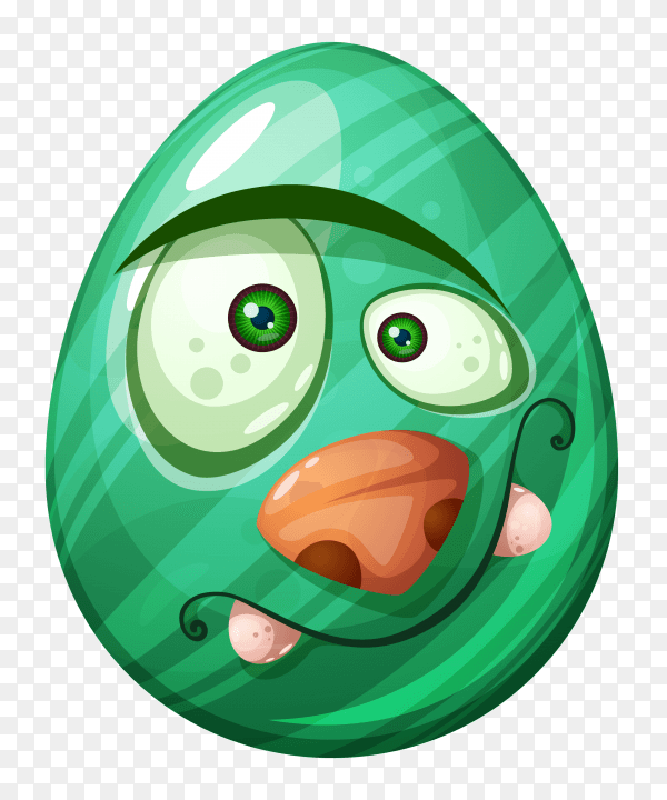 Egg with face with rolling eyes on transparent background PNG