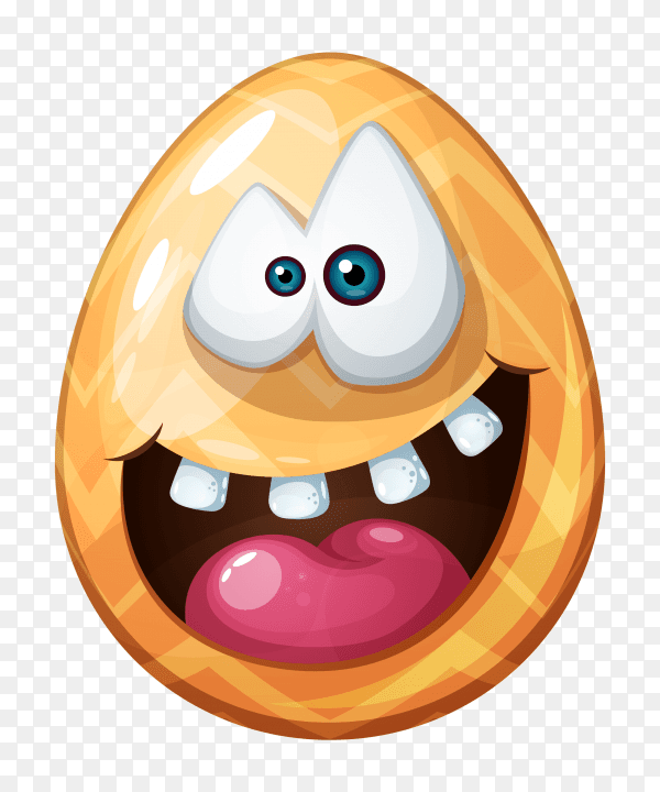 Egg with open mouth and rolling eyes Premium vector PNG