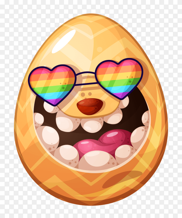 Egg with smiling face with heart eyes on transparent background PNG