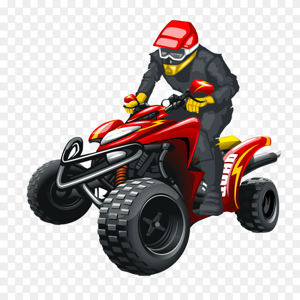Extreme red off road quad bike on transparent background PNG