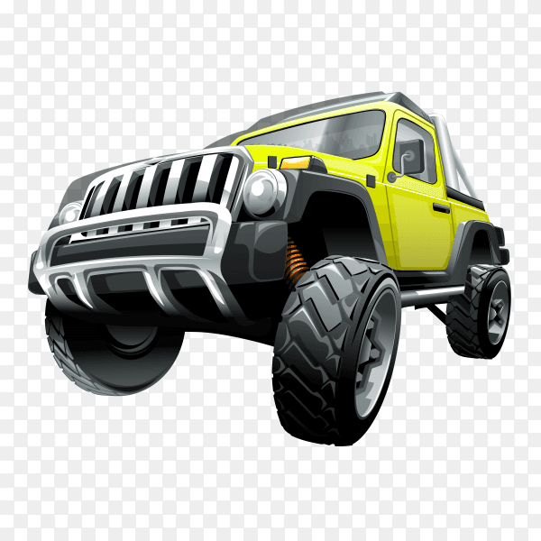Extreme yellow off road vehicle suv on transparent background PNG