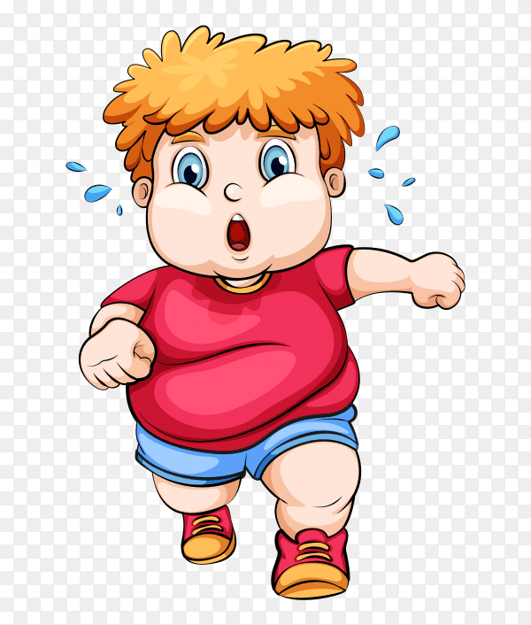 Fat boy Playing exercise on transparent background PNG