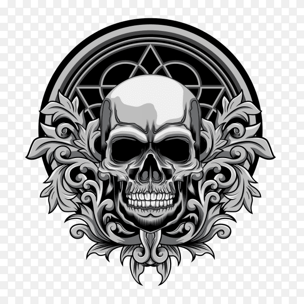 Floral skull design on transparent background PNG