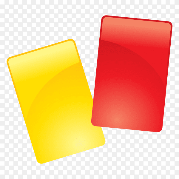 Football red and yellow card on transparent background PNG