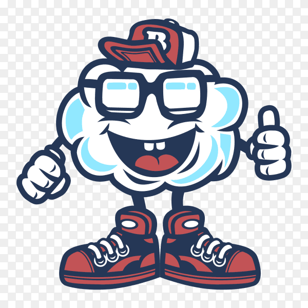 Funky Cloud cartoon on transparent background PNG