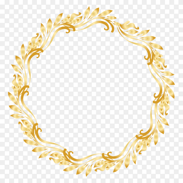 Gold circle frame design on trsndparent background PNG