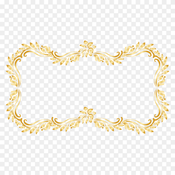 Gold frame on transparent background PNG