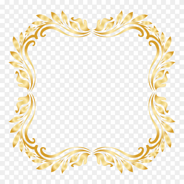 Golden Border Frame premium vector PNG