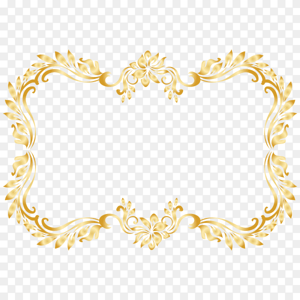 Golden frame design on transparent PNG