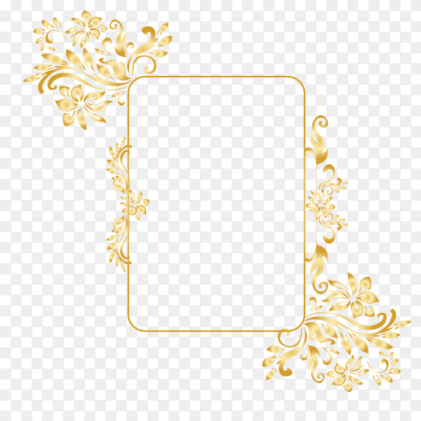 Golden ornamental frame on transparent background PNG
