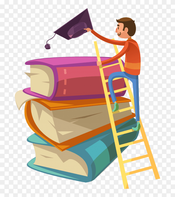 Graduation student with books design clipart PNG