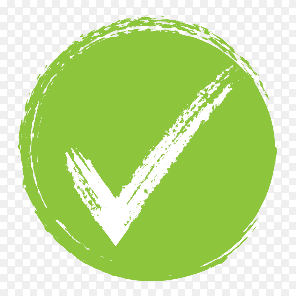 Green right mark in circle on transparent PNG