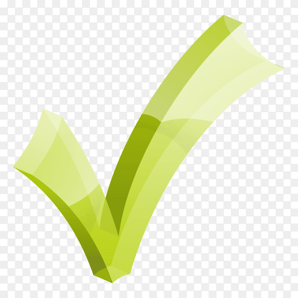Green right mark on transparent background PNG