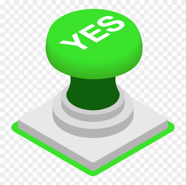 Green yes button on transparent background PNG