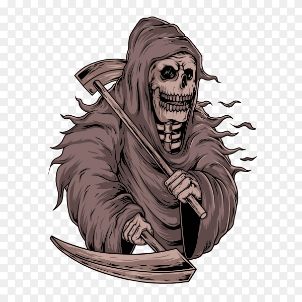 Grim Reaper skull on transparent background PNG