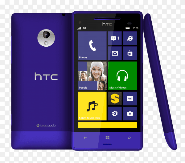 HTC mobile phone on transparent background PNG