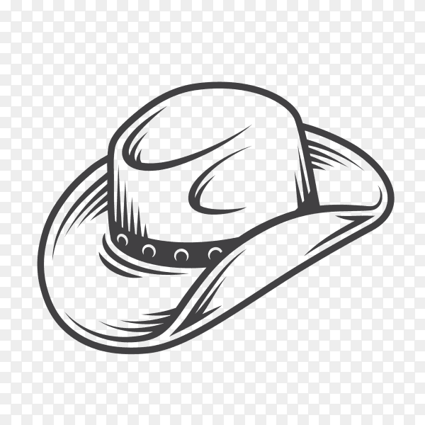 Hand drawing cowboy hat on transparent background PNG