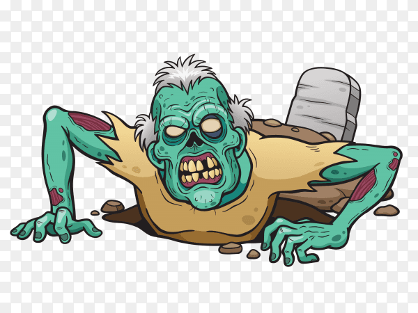Hand drawn Cartoon Zombie on transparent background PNG