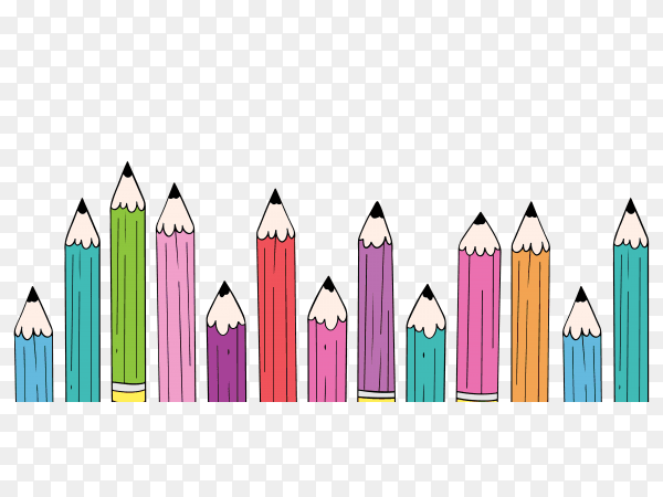 Hand drawn back to school background with pencils on transparent background PNG
