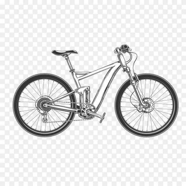 Hand drawn bicycle on transparent background PNG
