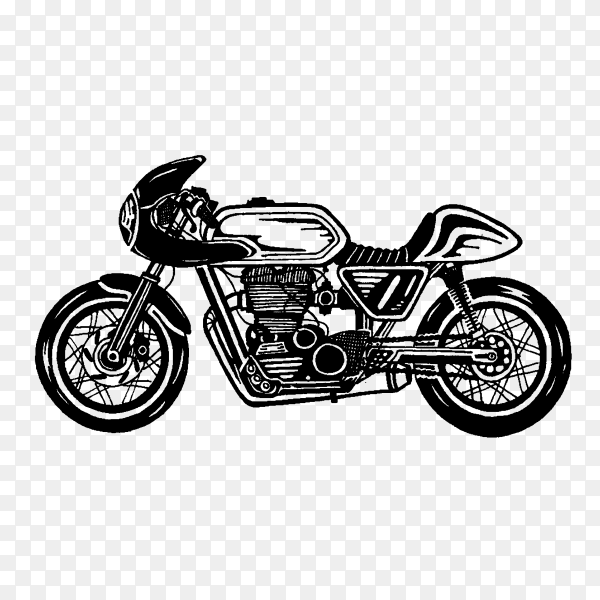 Hand drawn black motorcycle clipart PNG